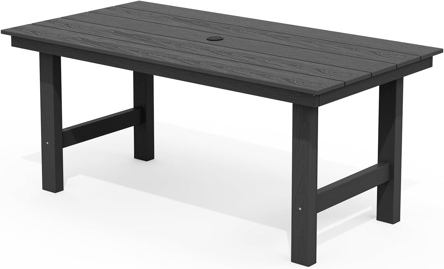 SERWALL 7-Piece Patio Table Set, Outdoor HDPE Dining Furniture with Umbrella Hole, All Weather Table and Chairs for Lawn, Garden, Poolside, Aruba
