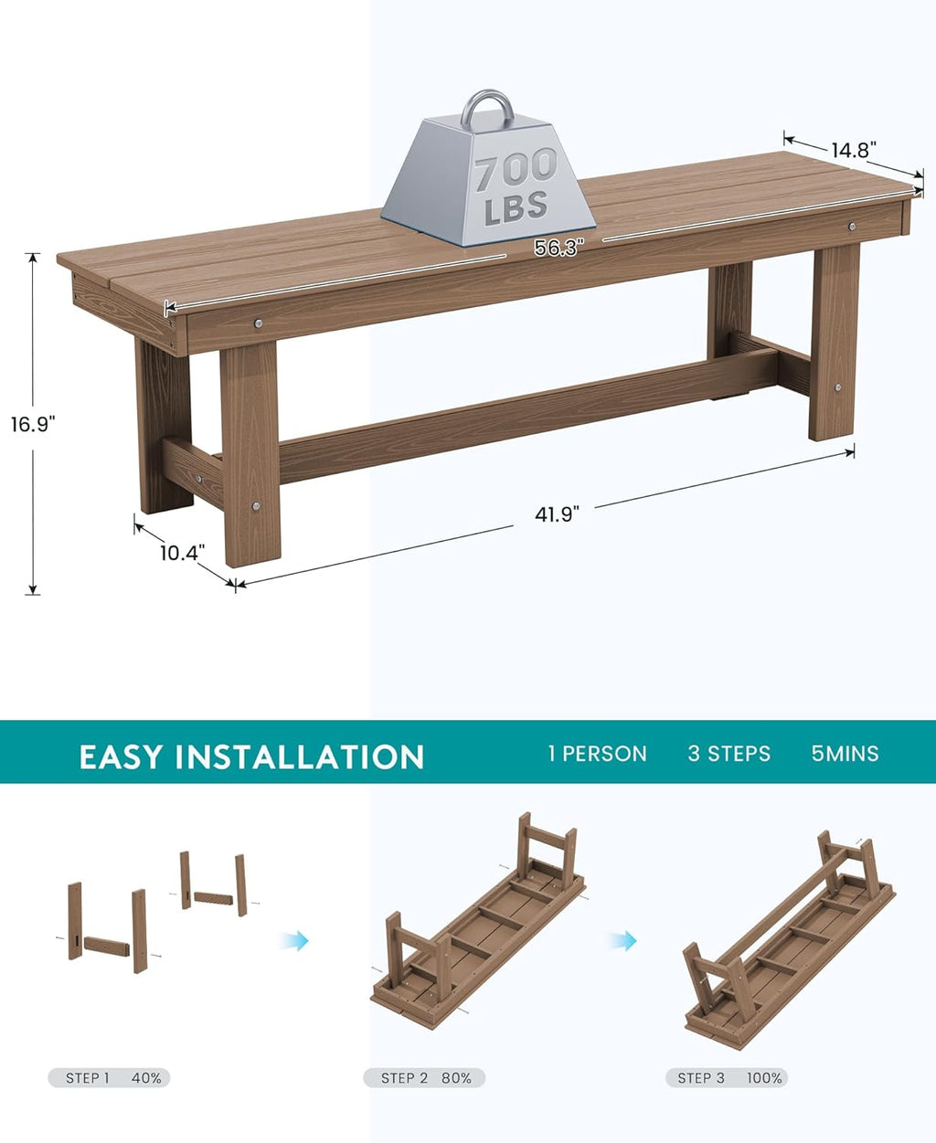 SERWALL 7-Piece Patio Table Set, Outdoor HDPE Dining Furniture with Umbrella Hole, All Weather Table and Chairs for Lawn, Garden, Poolside, Aruba