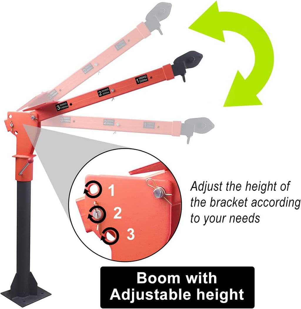 1100lb Folding Dismountable Household Hoist Truck Crane with Electric Hoist (110V) �� 880lb Pulling Force, Jib Cranes for Factory, Warehouse, Construction
