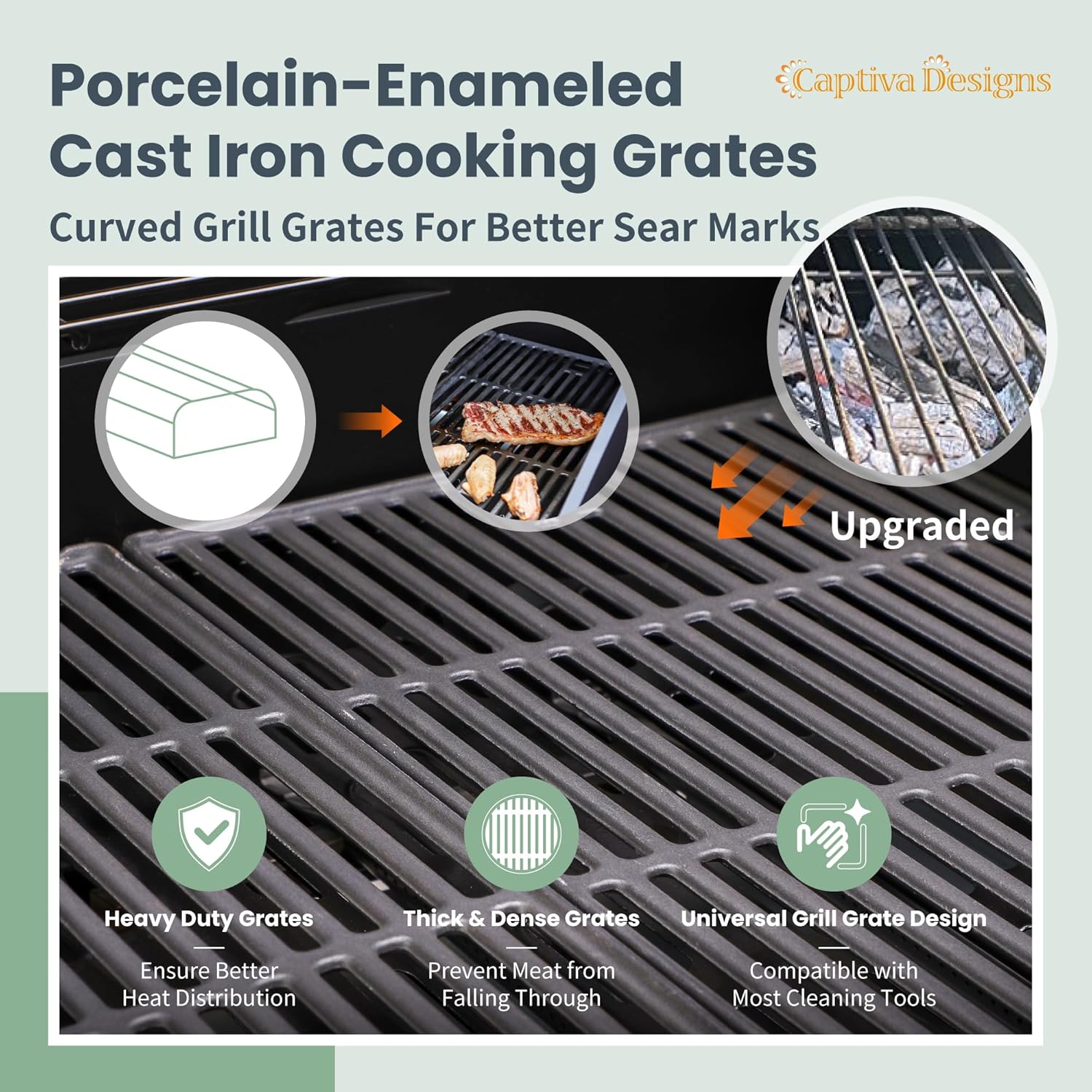 Burner Propane Gas BBQ Grill with Side Burner & Porcelain-Enameled Cast Iron Grates, 42,000 BTU Output Stainless Steel Grill for Outdoor Cooking Kitchen and Patio Backyard Barbecue-Captiva