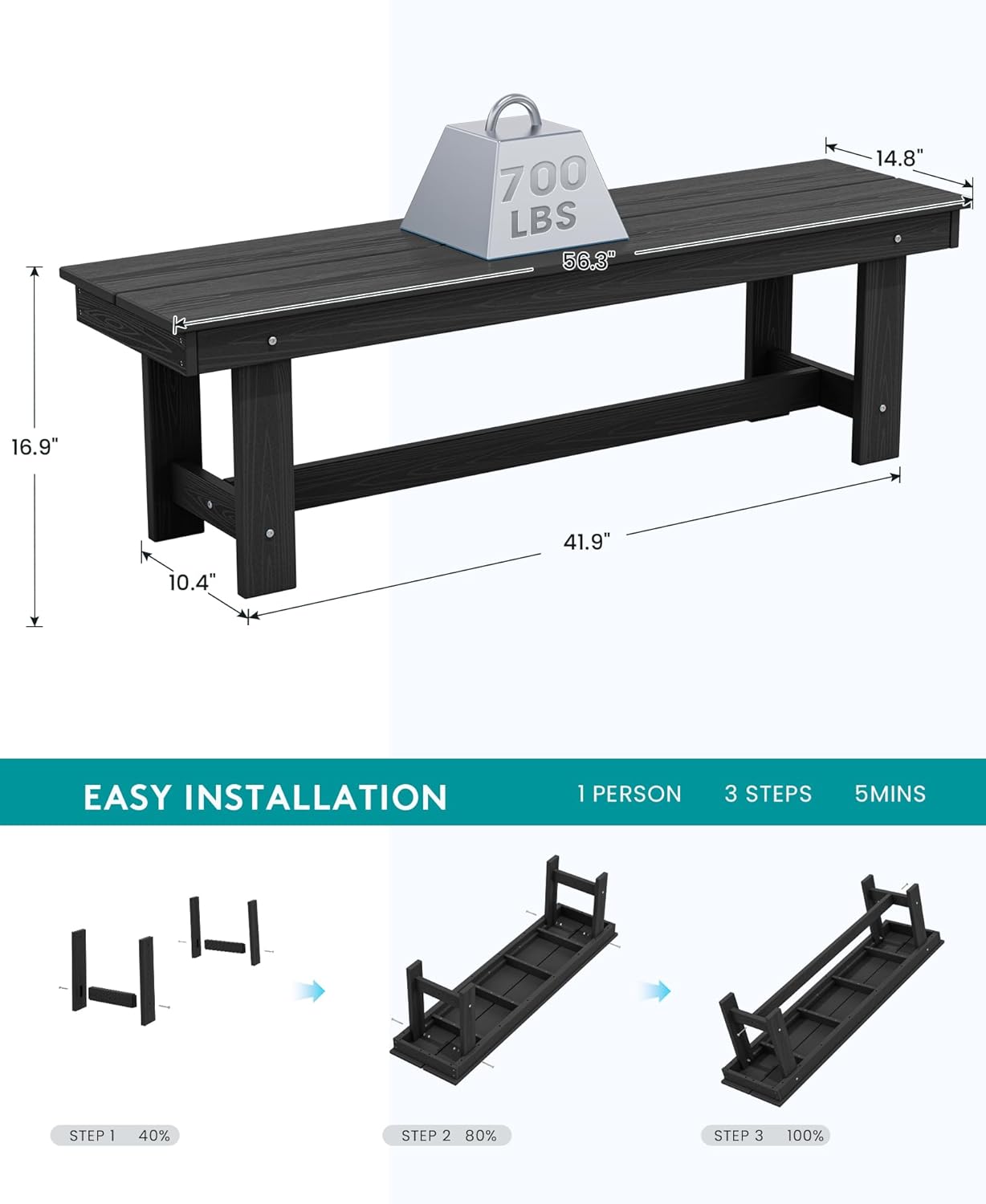 SERWALL 7-Piece Patio Table Set, Outdoor HDPE Dining Furniture with Umbrella Hole, All Weather Table and Chairs for Lawn, Garden, Poolside, Aruba
