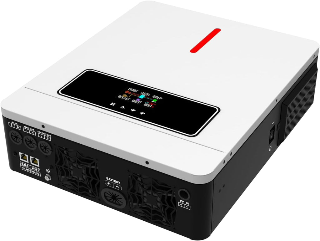 Xijia 3600W Hybrid Pure Sine Wave Power Inverter with 120A MPPT Solar Charger .dc 24V to ac 110v 60HZ Solar Converter for Home,Car ＆Cabin (DC24V(Range20V-30V) 3600VA)