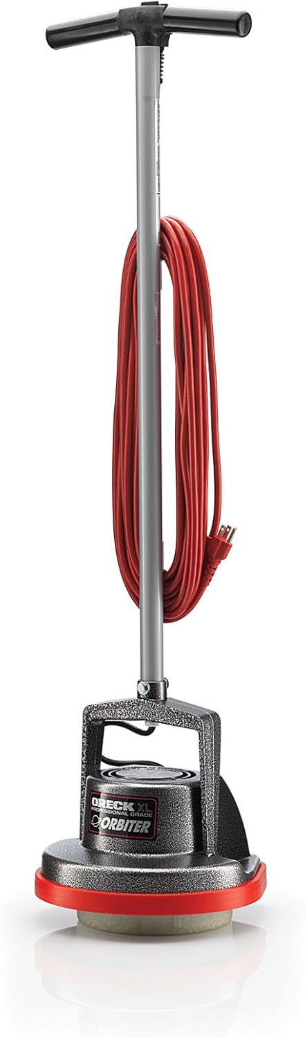 Commercial Orbiter Hard Floor Cleaner Machine, Multi-Purpose Floor Cleaning, Random Orbital Drive, Wide Cleaning Path, 50-Foot Long Cord, ORB550MC, Gray/Red-Oreck