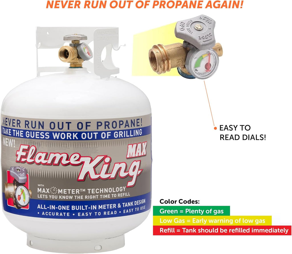 Pound Steel Propane Tank Cylinder with OPD Valve and Built-in Gauge, 20 lb Vertical-Flame King