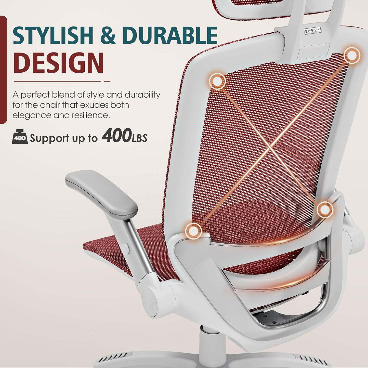 GABRYLLY Ergonomic Office Chair, High Back Home Desk Chair with Headrest, Flip-Up Arms, 90-120° Tilt Lock and Wide Cushion, Big and Tall Mesh Chairs for Man Woman, Black Task Chair