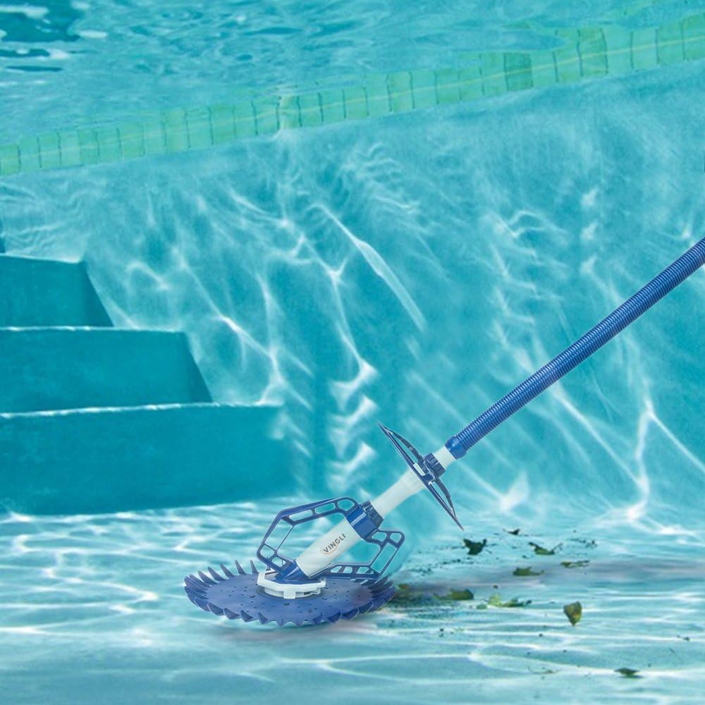 VINGLI Pool Vacuum Cleaner Automatic Sweeper Swimming Pool Creepy Crawler Vacuum with 33FT Hoses (Navy Blue&White)