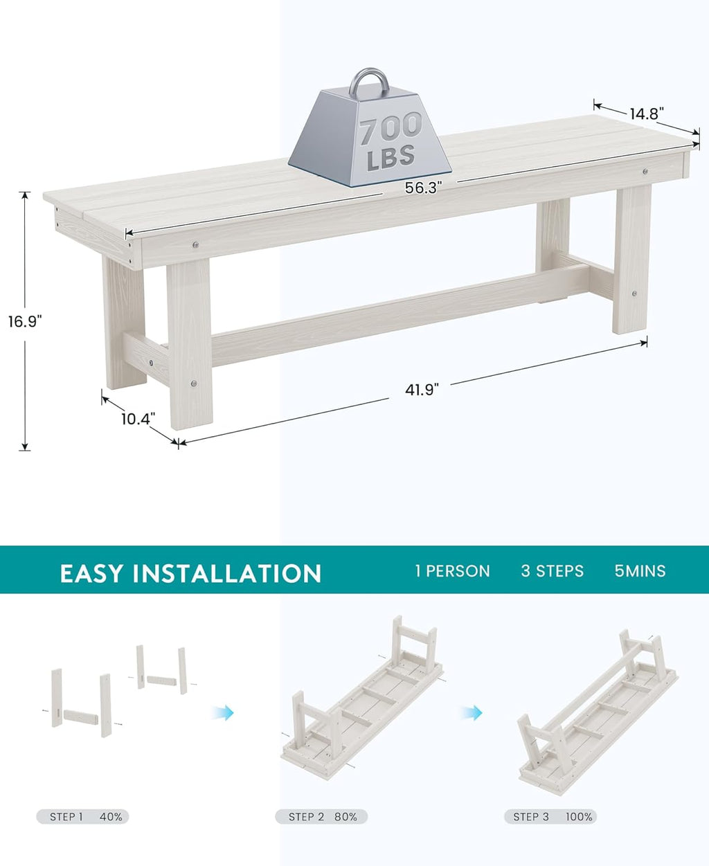 SERWALL 7-Piece Patio Table Set, Outdoor HDPE Dining Furniture with Umbrella Hole, All Weather Table and Chairs for Lawn, Garden, Poolside, Aruba