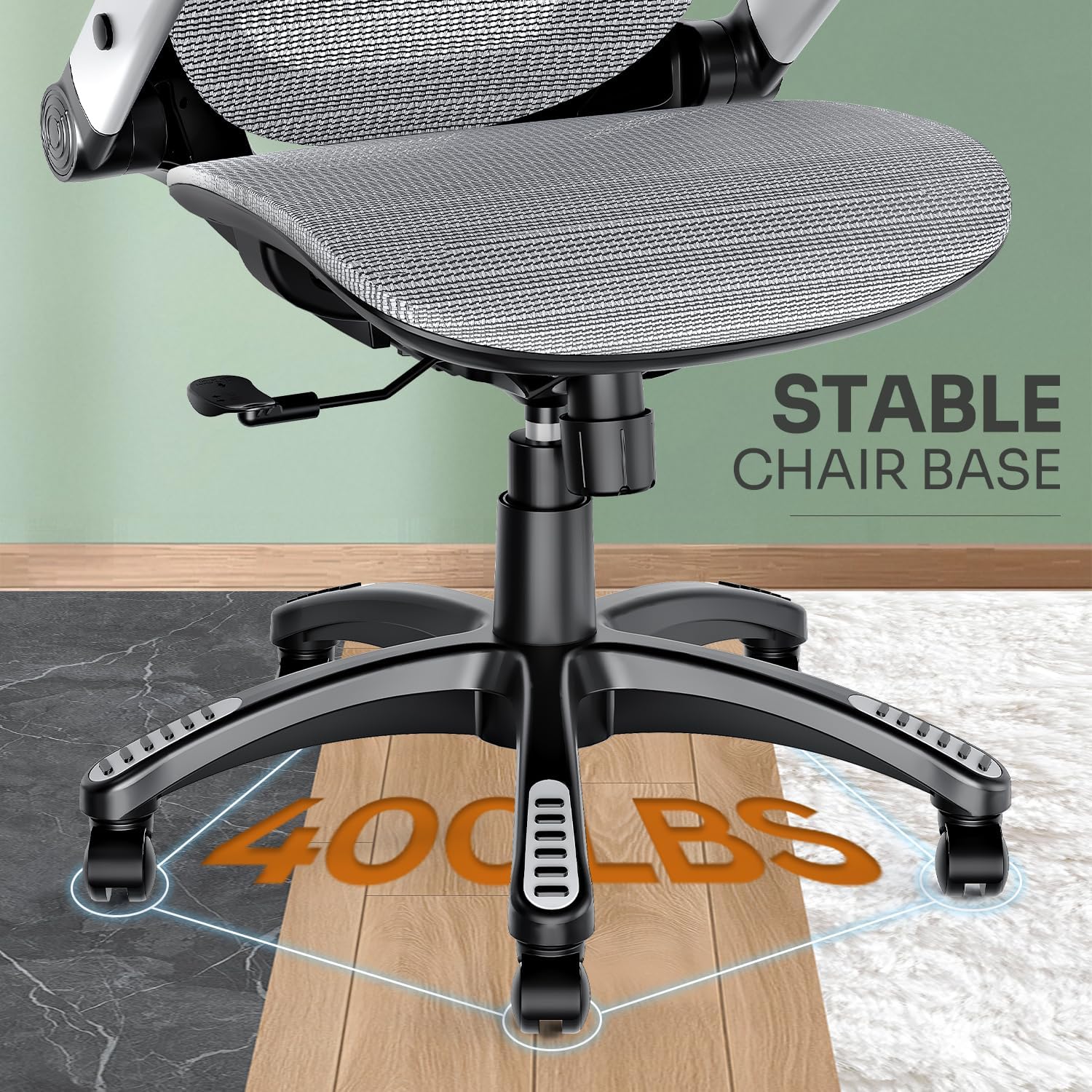 GABRYLLY Ergonomic Office Chair, High Back Home Desk Chair with Headrest, Flip-Up Arms, 90-120° Tilt Lock and Wide Cushion, Big and Tall Mesh Chairs for Man Woman, Black Task Chair