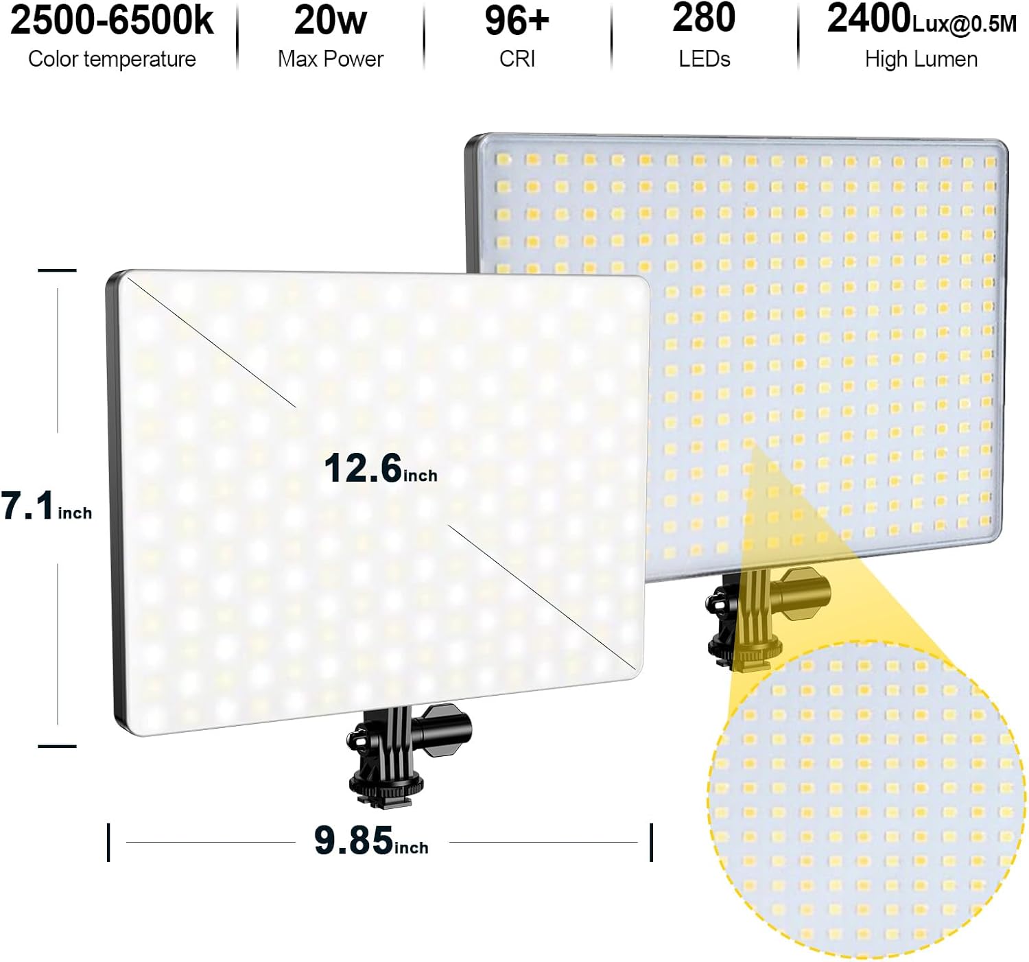 D50 LED Video Light Panel Lights 15.4", 2 Packs 45W 3000K-8000K Bi-Color Dimmable Photography Lighting, CRI 96+ Videography Lighting for Video Shooting/Gaming/Live Stream/Studio/Film