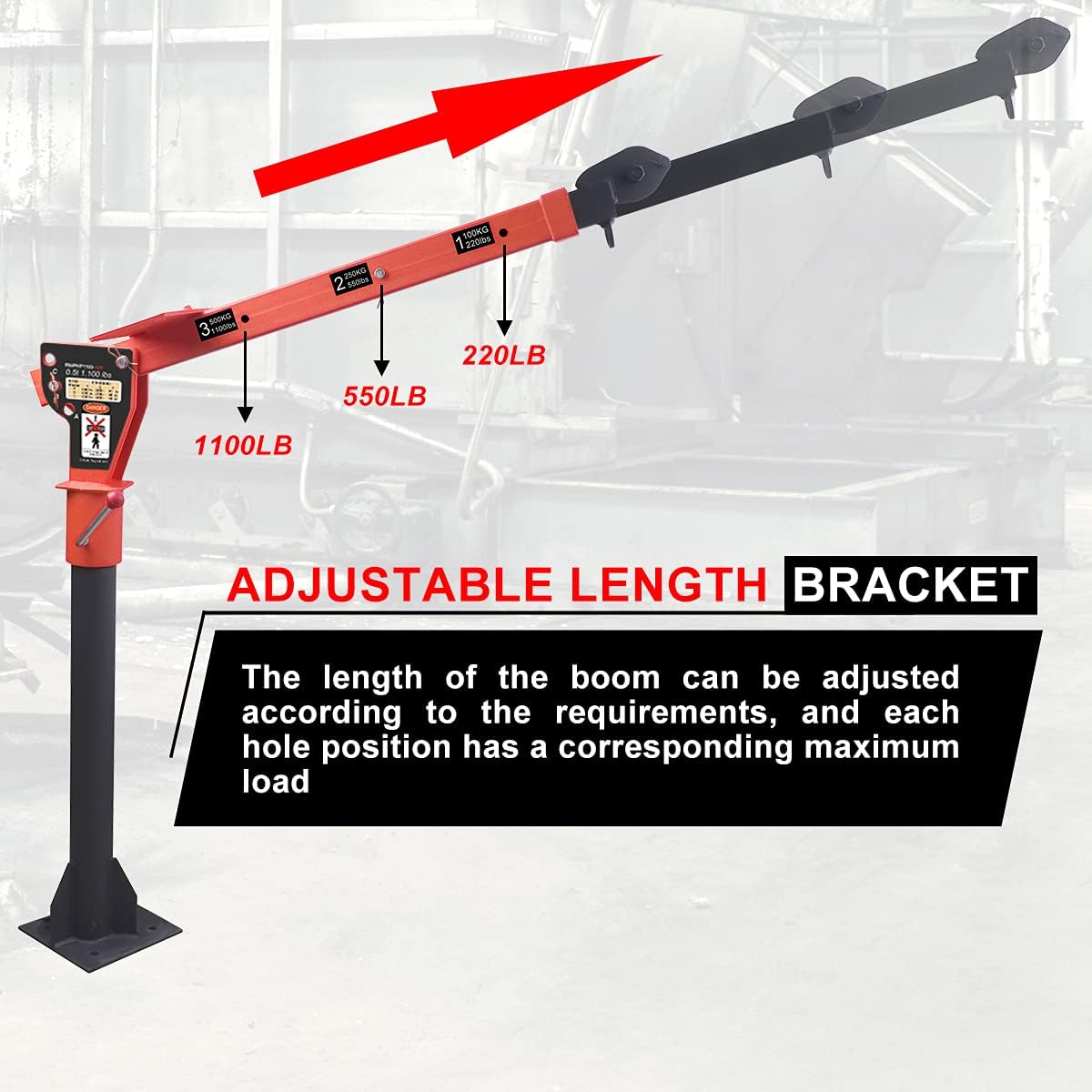 1100lb Folding Dismountable Household Hoist Truck Crane with Electric Hoist (110V) �� 880lb Pulling Force, Jib Cranes for Factory, Warehouse, Construction