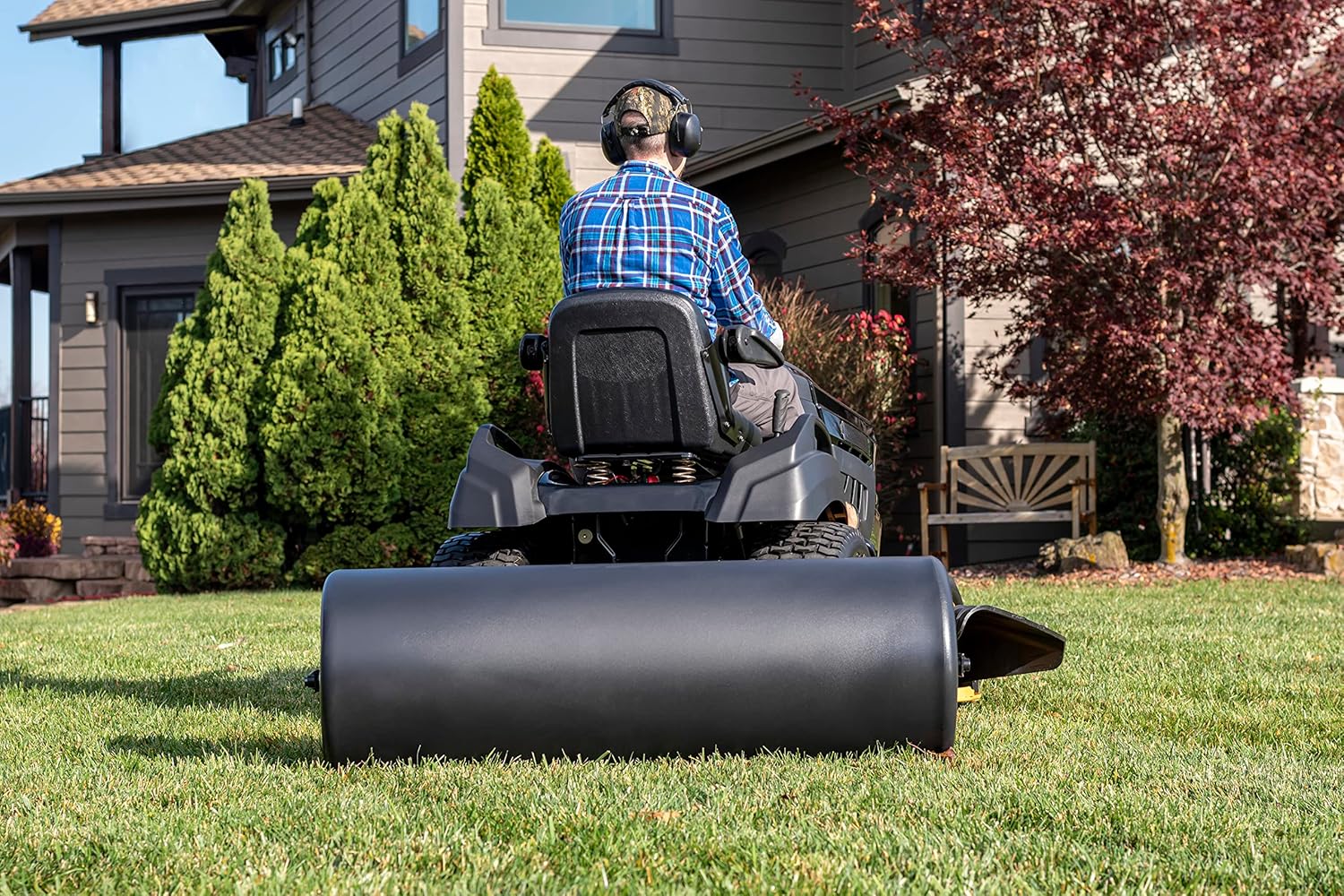 Agri-Fab 45-0604 18" x 48" Tow Behind Poly Lawn Roller 550 lbs Weight with Water, Poly Drum and Steel Frame, with Plug. Designed for Lawn and Garden Tractors