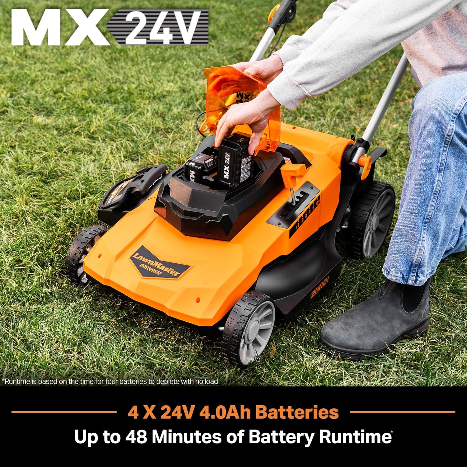 LawnMaster Cordless 13-Inch Lawn Mower 24V Max with 2X4.0Ah Battery and a Charger