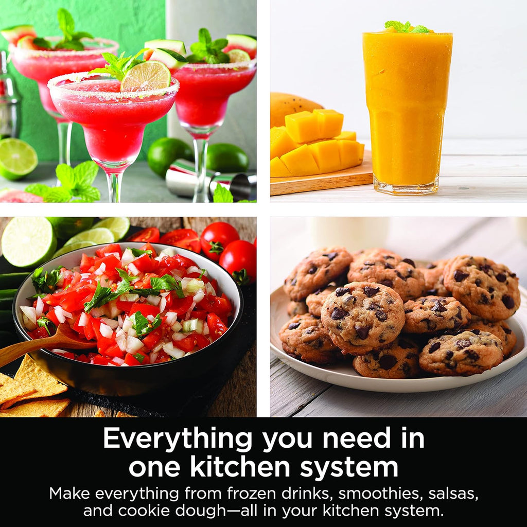 Ninja Blender, Mega Kitchen System, 1500W, 4 Functions for Smoothies, Processing, Dough, Drinks & More, with 72 Blender Pitcher, 64 Processor Bowl, 2 Nutri Cups + Lids, Black, BL770