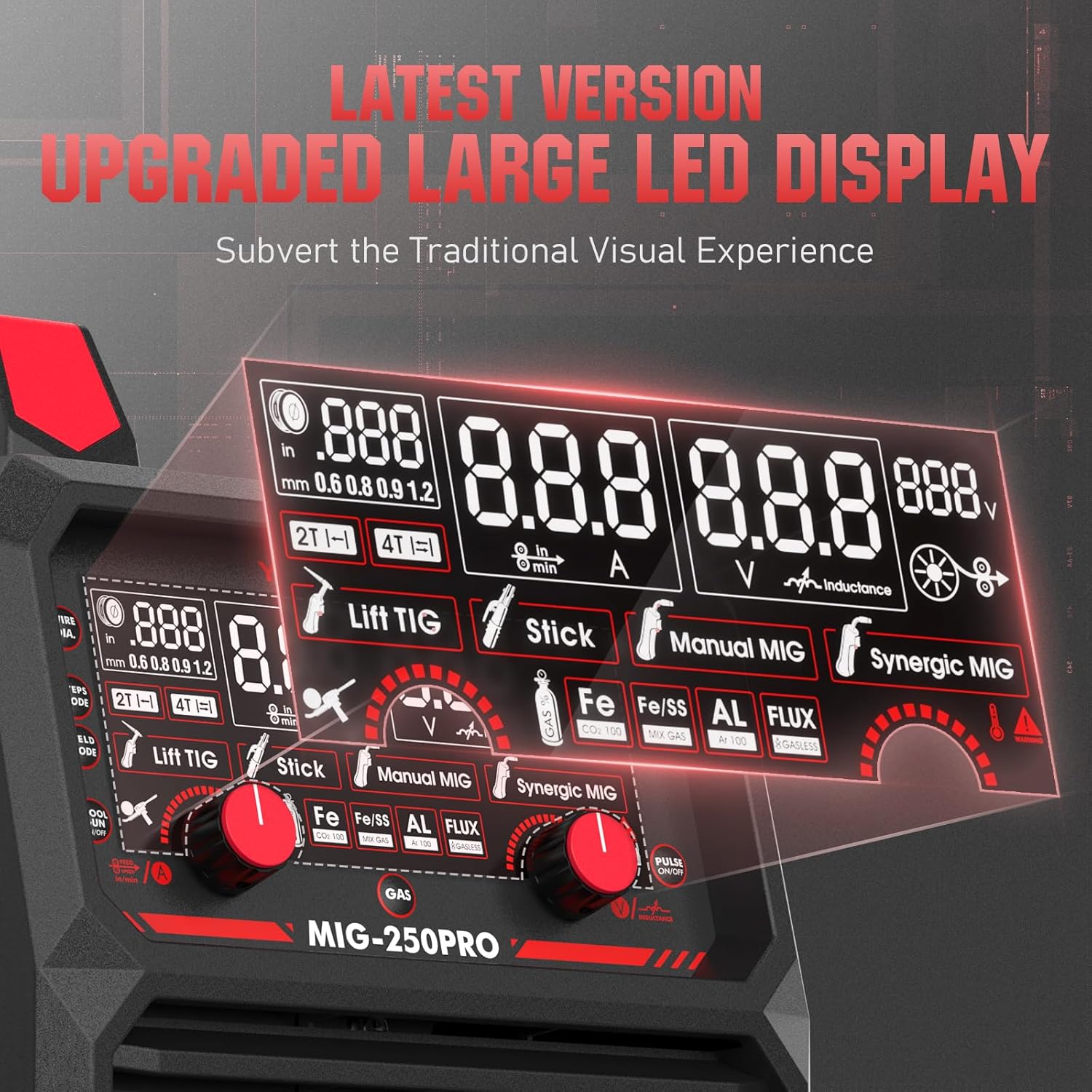 YESWELDER 135Amp MIG Welder,110V Flux Core Welder Flux Core MIG/Lift TIG/Stick 3-in-1 Large LED Digital Display Welding Machine IGBT Inverter Welder FLUX-135PRO