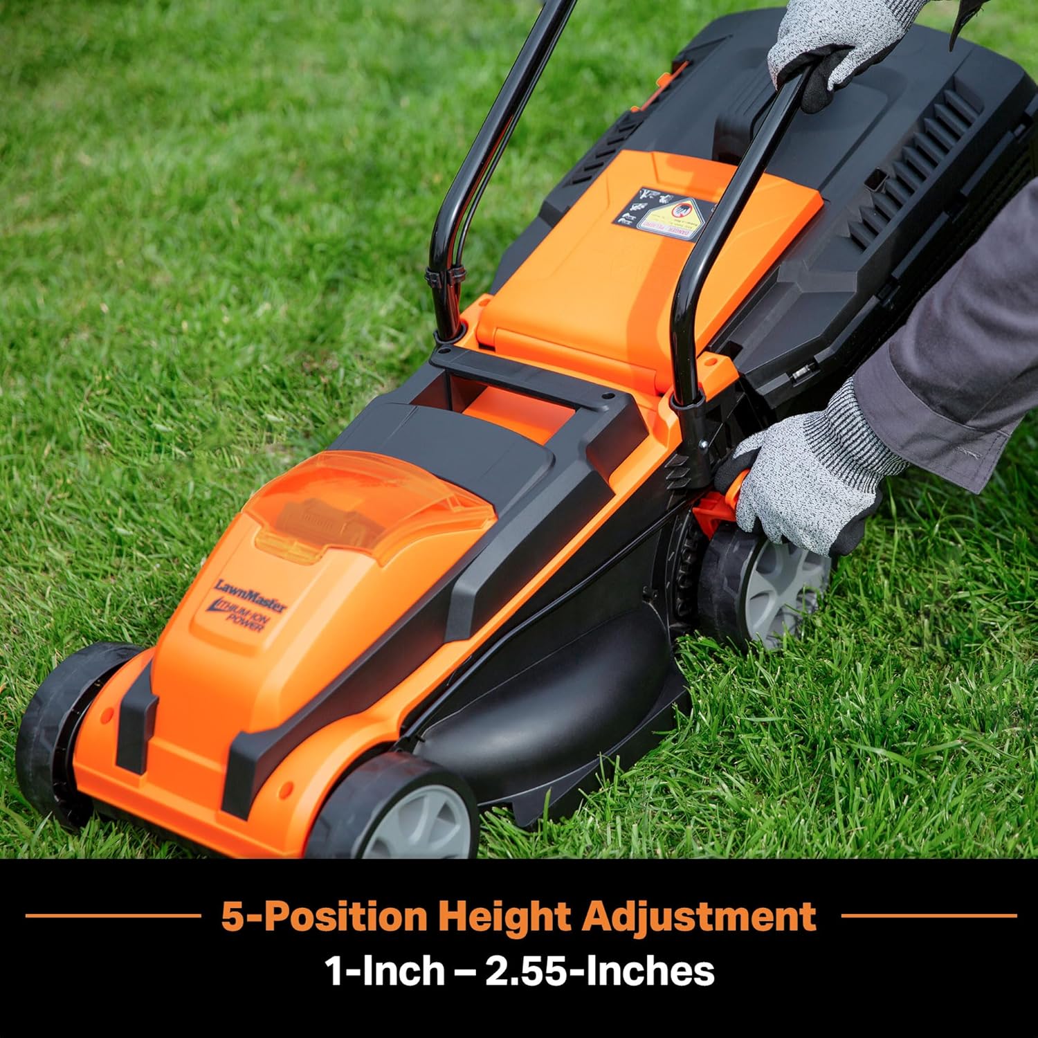 LawnMaster Cordless 13-Inch Lawn Mower 24V Max with 2X4.0Ah Battery and a Charger