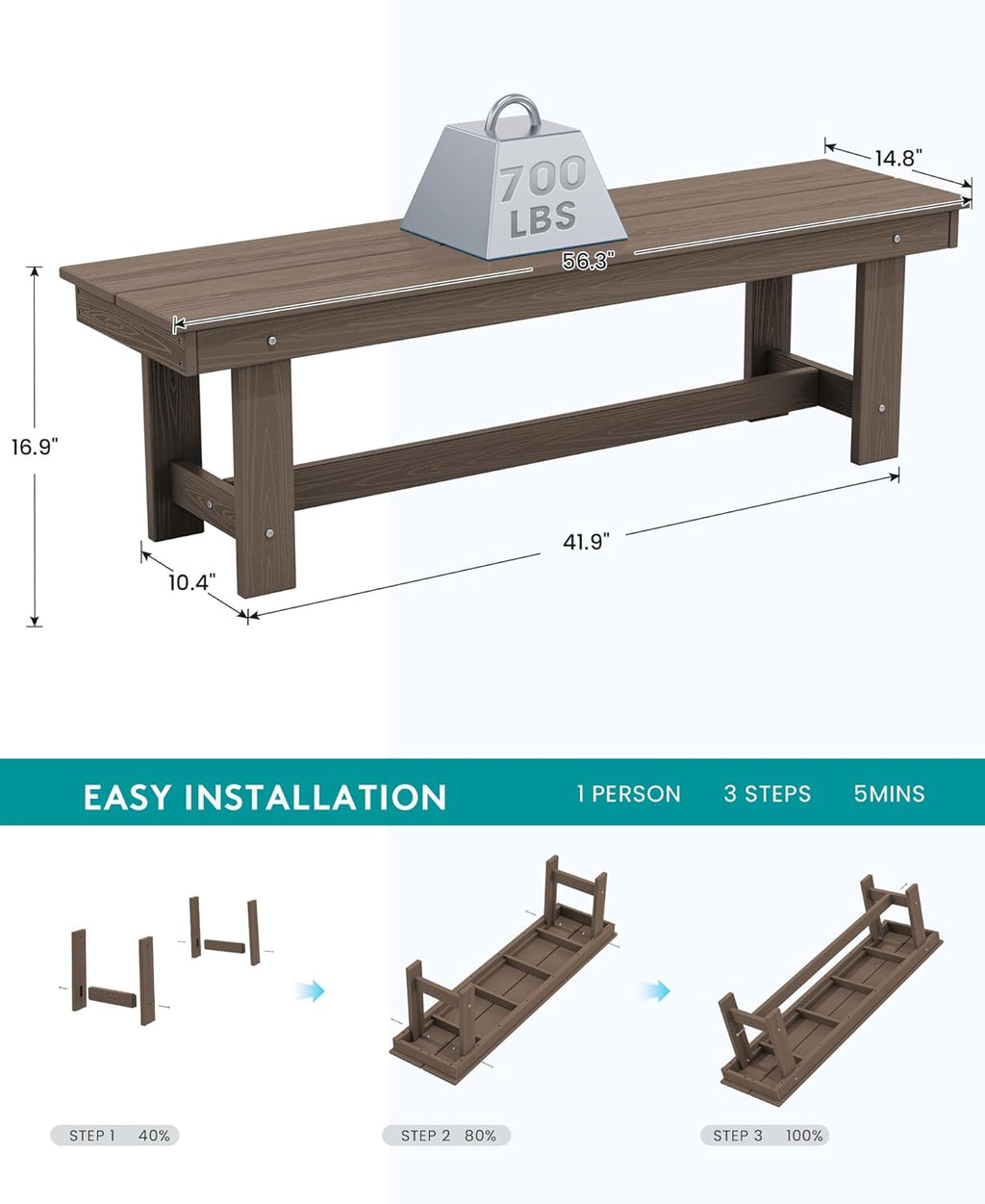 SERWALL 7-Piece Patio Table Set, Outdoor HDPE Dining Furniture with Umbrella Hole, All Weather Table and Chairs for Lawn, Garden, Poolside, Aruba