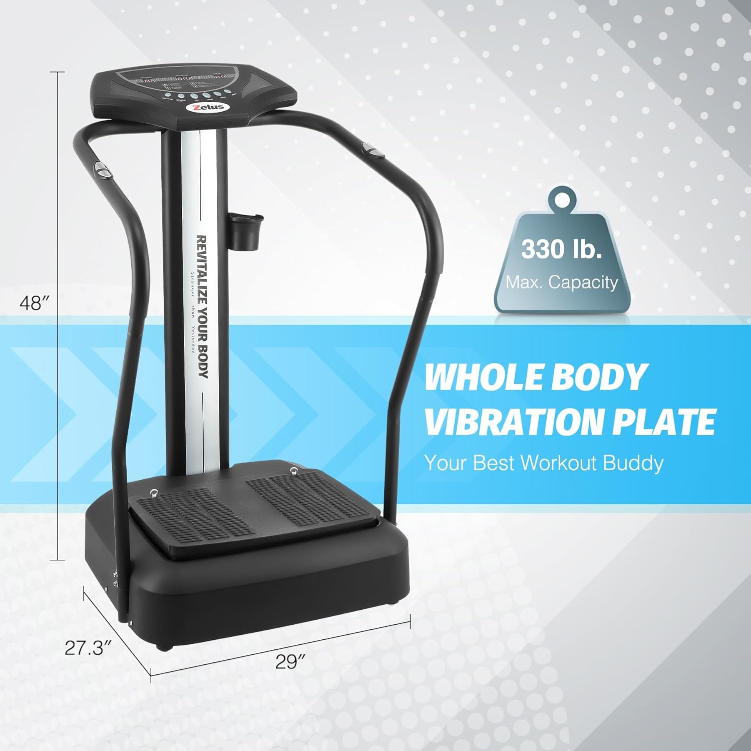 Whole Body Vibration Plate, 500W Vibration Plate Exercise Machine with 99 Levels 3 Preset Modes & 2 Resistance Bands, Training Fitness Vibration Platform Machine for Home Gym with 330lb Capacity