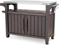 Keter Outdoor Rolling Table Cart for Food Prep, Storage, Bar & Grill, Dark Brown