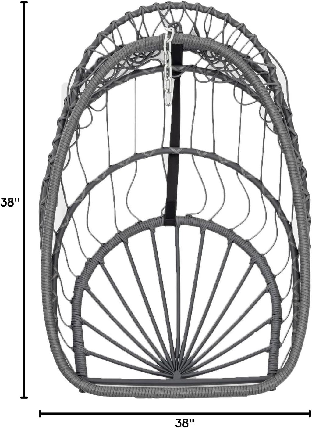 Yechen Indoor Outdoor Egg Hanging Chair with Stand, Patio Wicker Swing Egg Chair Indoor Swinging Chair Outdoor Hammock Egg Chair 350lbs Capacity for Patio Bedroom Balcony, Charcoal Grey (EG-001)
