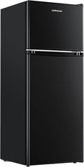 Upstreman 4.0 Cu.Ft Mini Fridge with Freezer – Double Door Compact Refrigerator for Dorm, Office, Bedroom – Adjustable Thermostat, Black (BR401)