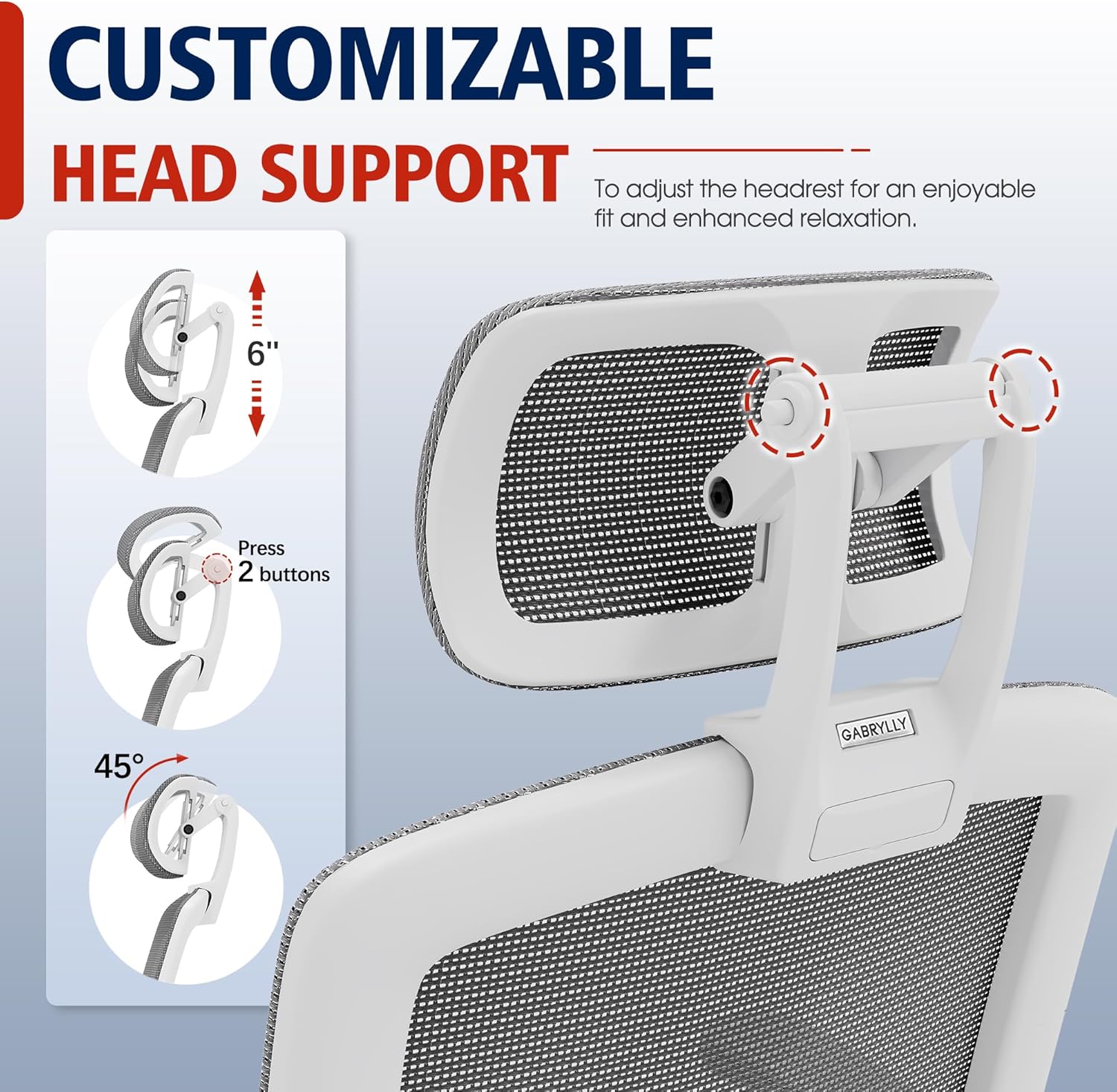 GABRYLLY Ergonomic Office Chair, High Back Home Desk Chair with Headrest, Flip-Up Arms, 90-120° Tilt Lock and Wide Cushion, Big and Tall Mesh Chairs for Man Woman, Black Task Chair